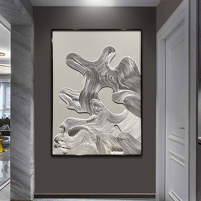 Modern 3D Abstract Relief Hand Painted Oil Painting on Canvas Wall Art with Customized Size