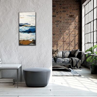 Modern Abstract Landscape Hand Painted Oil Painting with Hand Applied Gold Leaf on Canvas Wall Art Customized Size