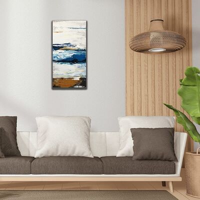 Modern Abstract Landscape Hand Painted Oil Painting with Hand Applied Gold Leaf on Canvas Wall Art Customized Size