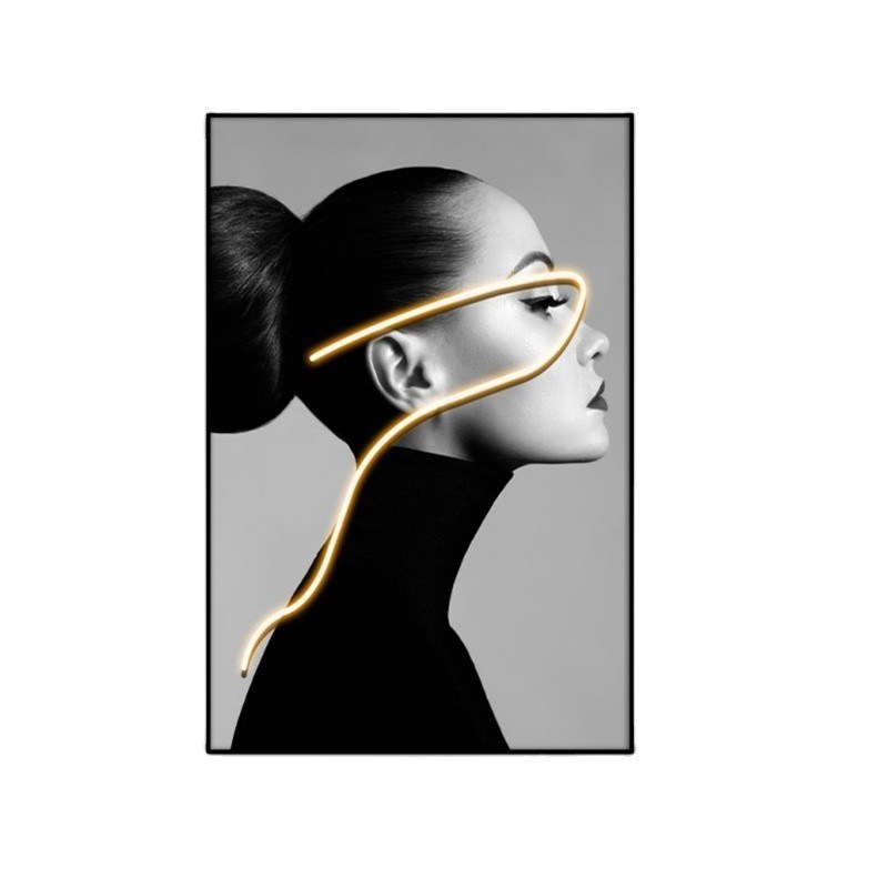 Modern Style 3D LED Portrait Poster Printed On Canvas Wall Art For Entrance Decorative